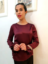 Carica l'immagine nel visualizzatore di Gallery, Blusa Bordeaux in seta pura