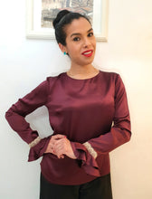 Carica l'immagine nel visualizzatore di Gallery, Blusa Bordeaux in seta pura

