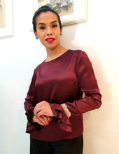 Carica l'immagine nel visualizzatore di Gallery, Blusa Bordeaux in seta pura

